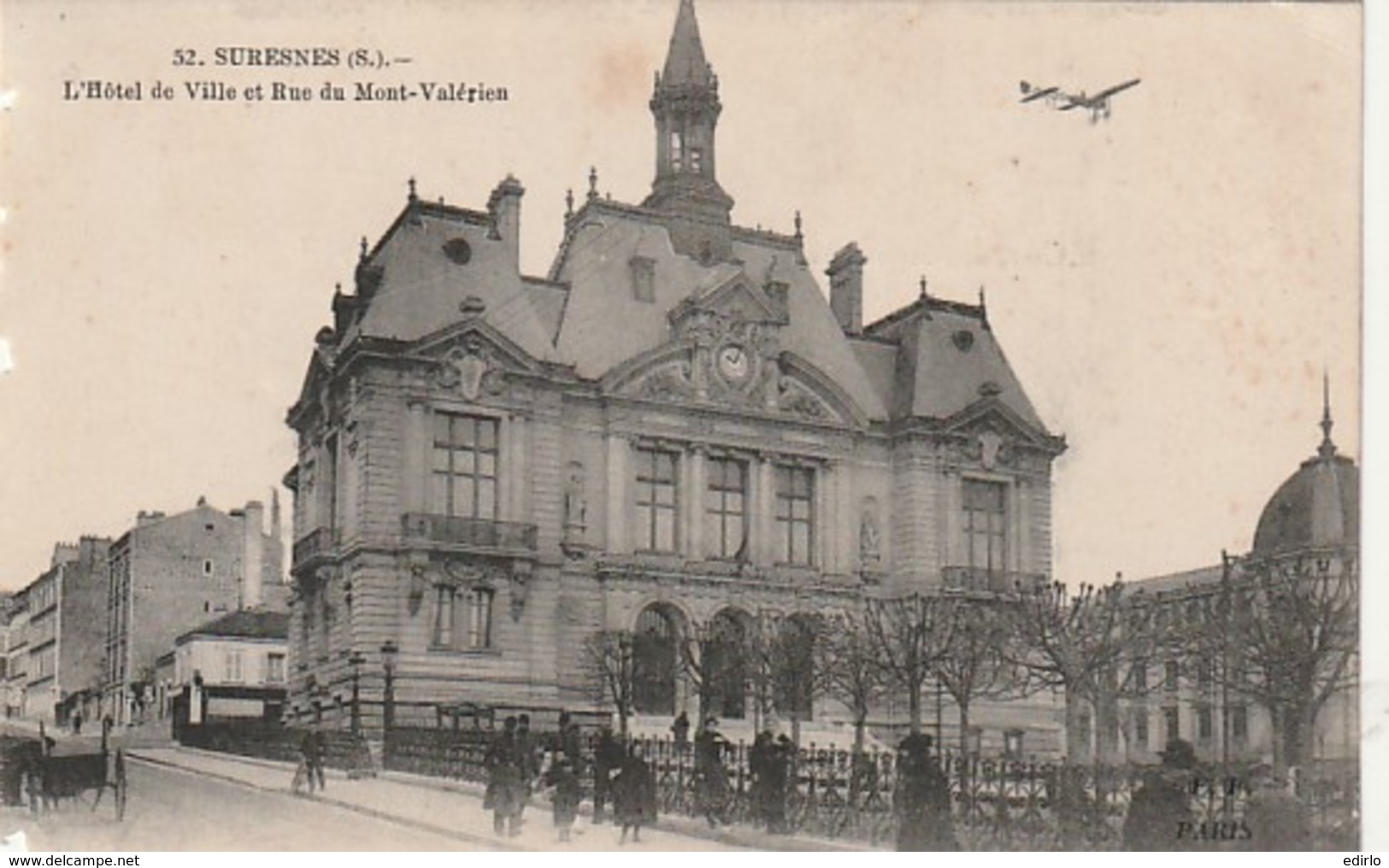 ****  92  ***   SURESNES L'hotel De Ville Du  Mont Valérien Avec Avion -- écrite Petit Grignotage - Mont Valerien