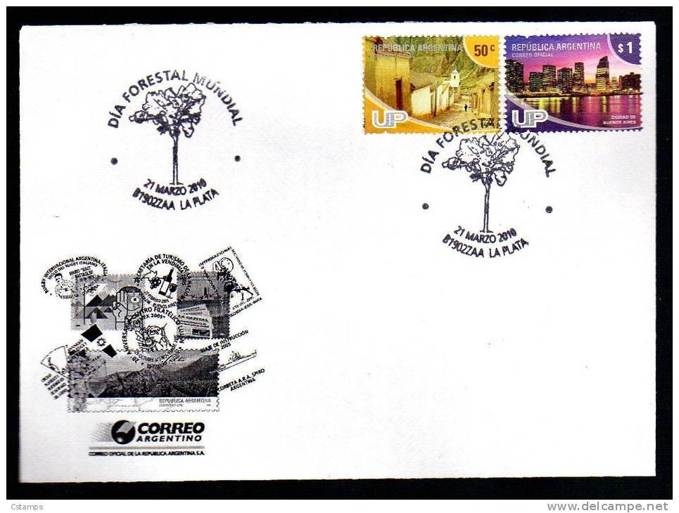 Día Forestal Mundial - árbol -  2010 - Argentina - Cover - Matasellos Especial. - Protección Del Medio Ambiente Y Del Clima