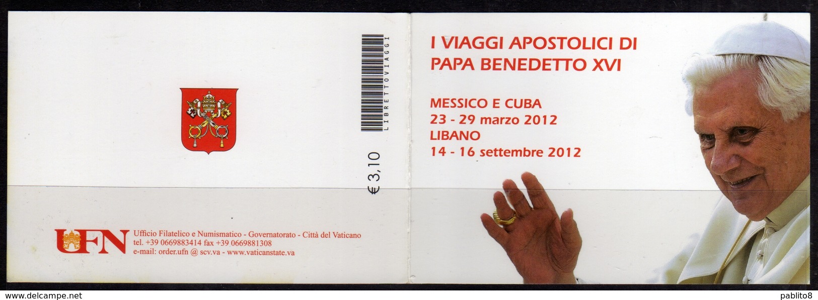 VATICANO VATIKAN VATICAN 2013 I VIAGGI PAPA BENEDETTO XVI POPE TRAVELS LIBRETTO BOOKLET MNH - Libretti