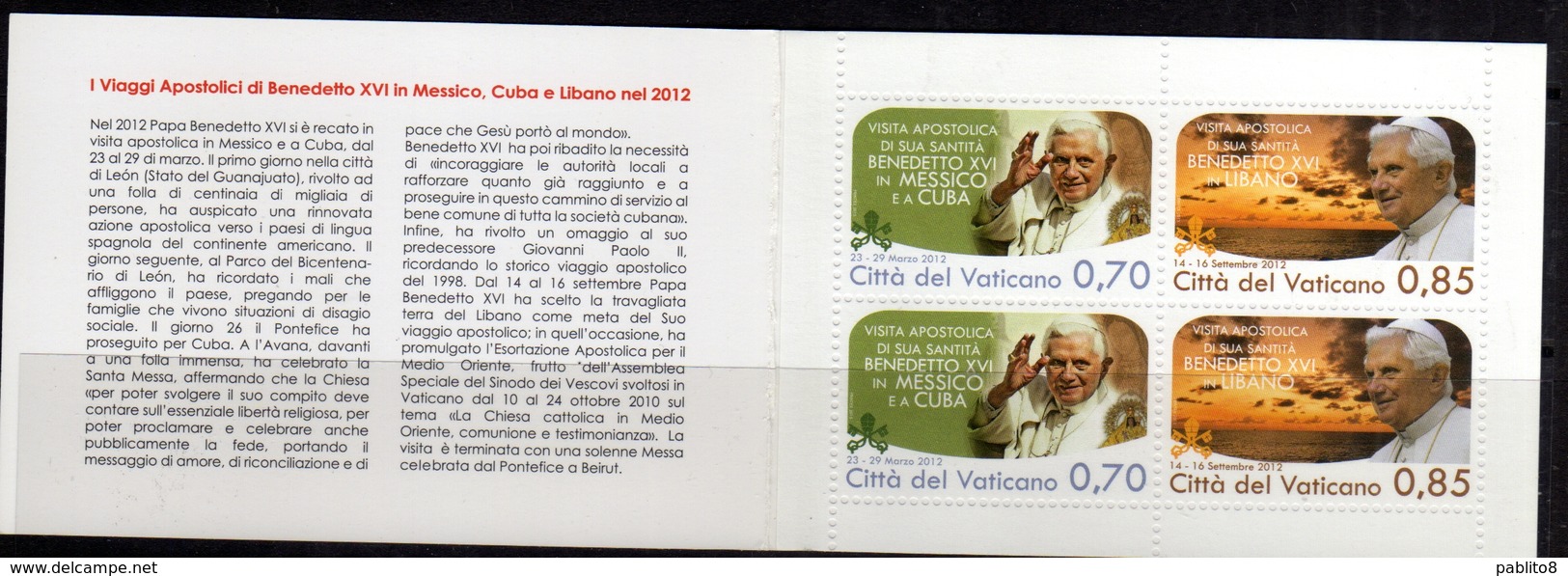 VATICANO VATIKAN VATICAN 2013 I VIAGGI PAPA BENEDETTO XVI POPE TRAVELS LIBRETTO BOOKLET MNH - Booklets