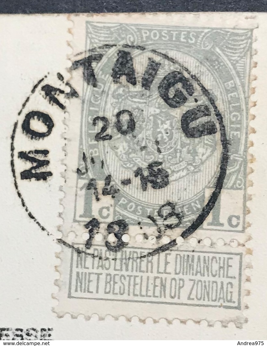 N. 81, 1 Cent Gris, Obl. Carte Postale De Montaigu 20/7/1908, NIPA 175 - 1893-1907 Wappen
