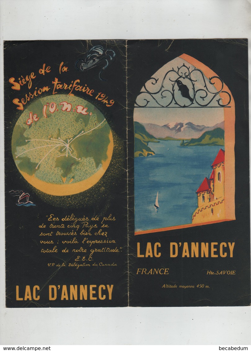 Lac D'Annecy 1949 Sevrier St Jorioz Duingt Doussard Talloires Veyrier Du Lac Menthon St Bernard - Dépliants Touristiques