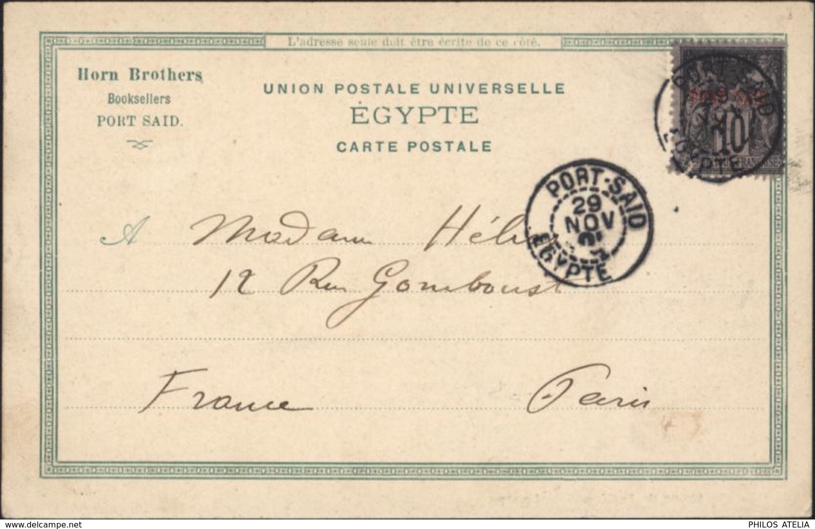 YT Sage N/B N°8 Défectueux Surcharge Port Saïd CAD Port Said Egypte 29 Nov 01 Bureau Français à L'étranger CP De Lesseps - Briefe U. Dokumente