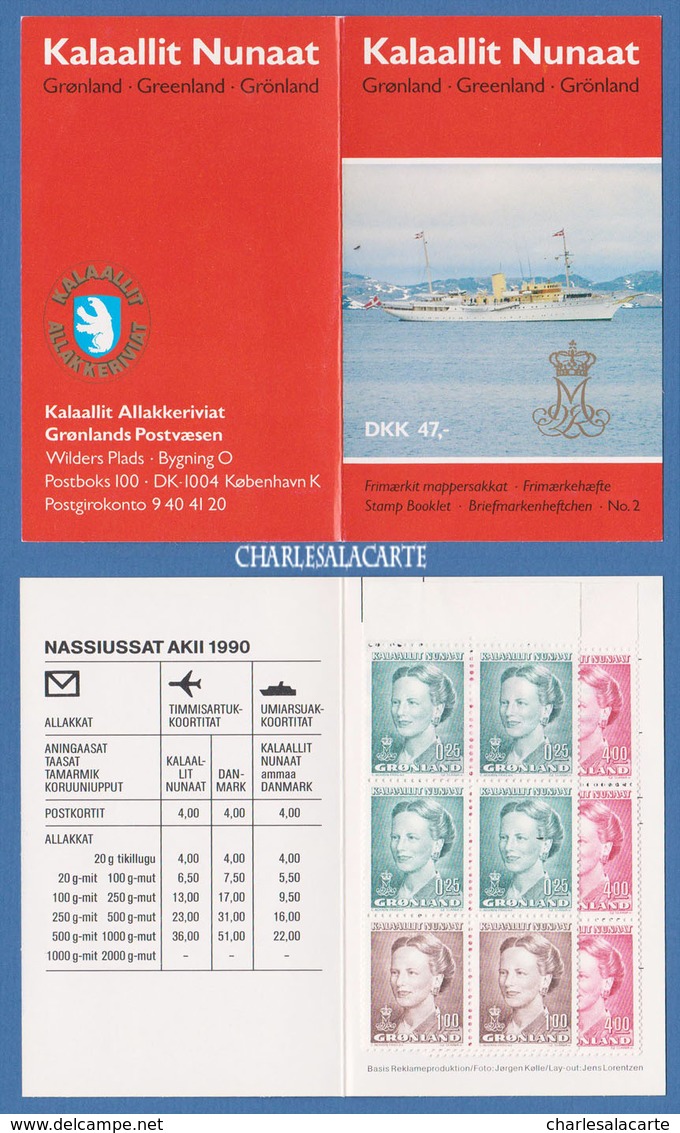 GREENLAND 1990 QUEEN MARGRETHE 47 KR. COMPLETE BOOKLET  FACIT H2 MINT UNUSED - Booklets