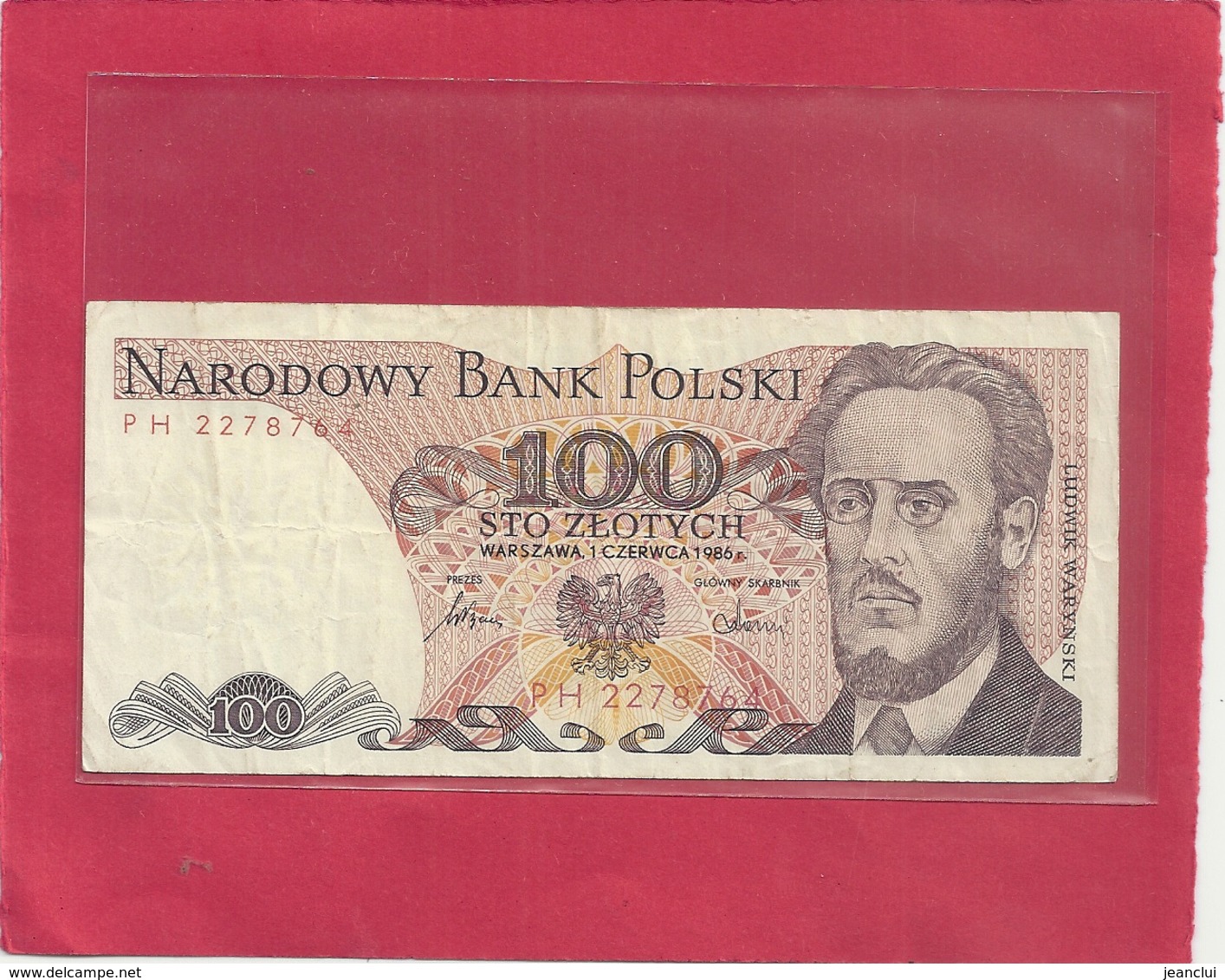 NARODOWY BANK POLSKI . 100 ZLOTYCH . 1-6-1986 . N° PH 2278764  . 2 SCANES - Pologne