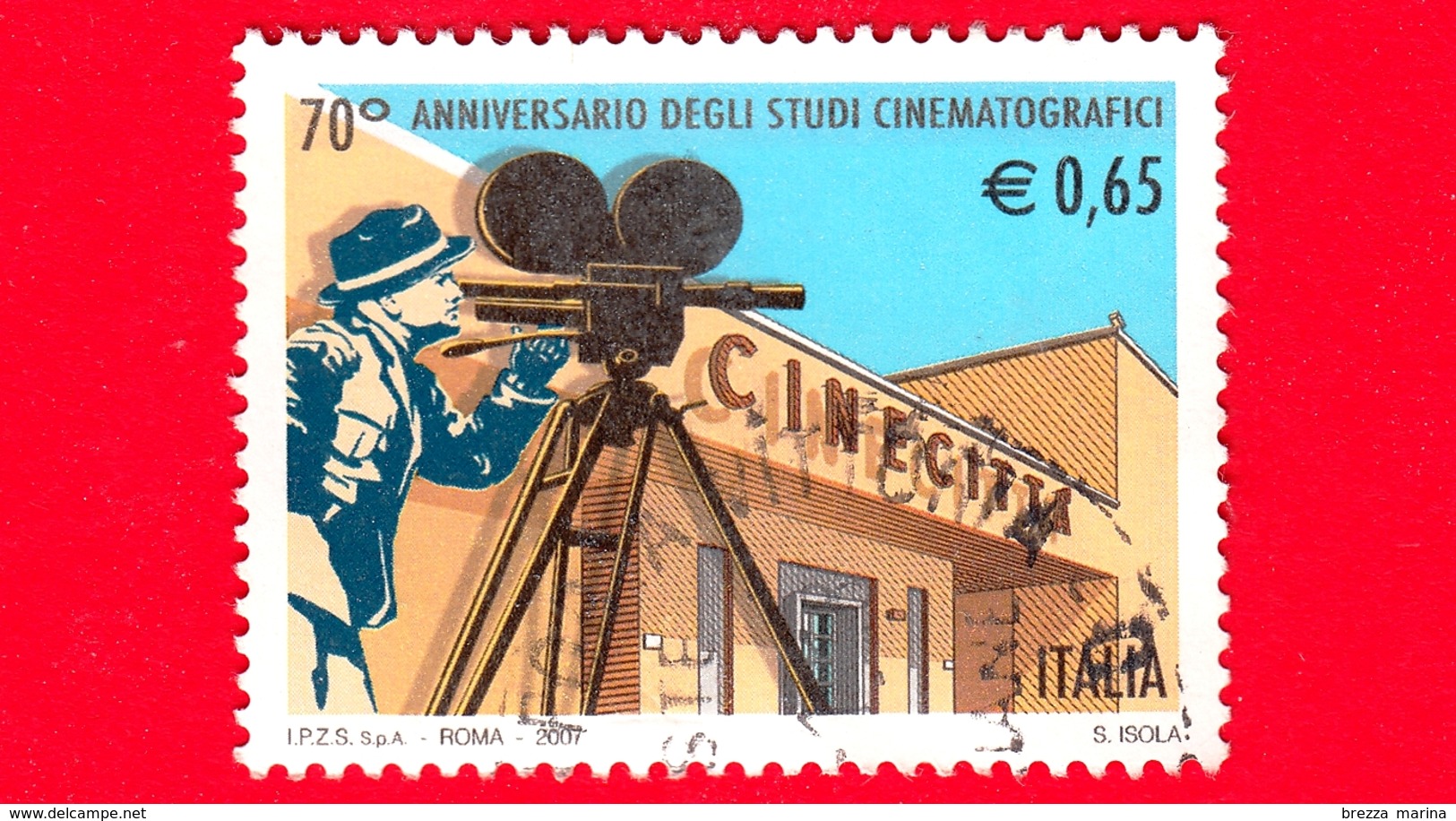 ITALIA - Usato - 2007 - 70º Anniversario Degli Studi Cinematografici Di Cinecittà - Ingresso E Macchina Da Presa - 0,65 - 2001-10: Usati