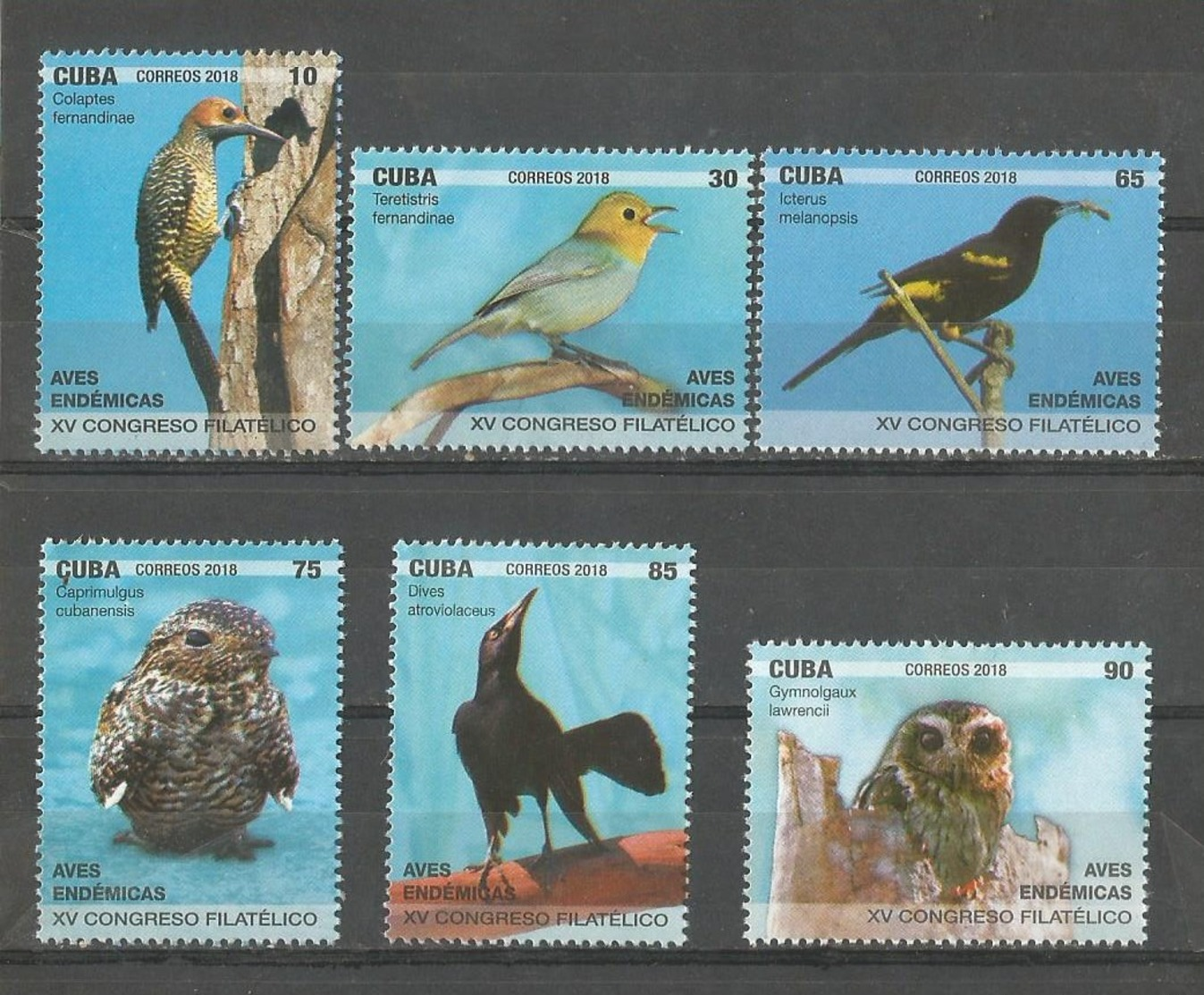 Cuba 2018 Endemic Birds (Owls) XV Philatelic Summit 6v + S/S MNH - Pájaros Cantores (Passeri)