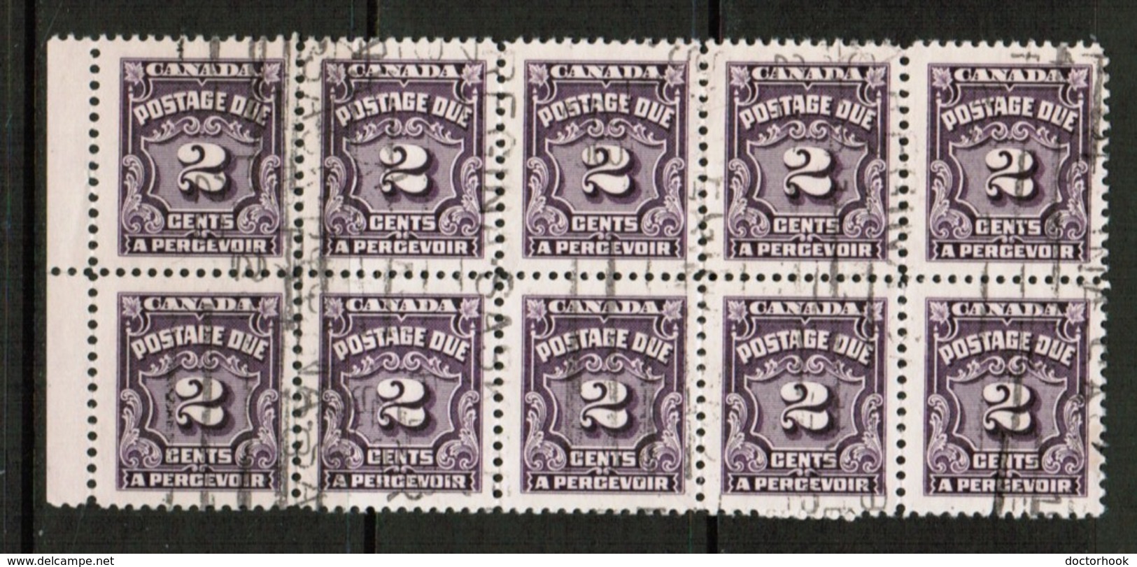 CANADA  Scott # J 16 VF USED BLOCK Of 10 (LG-1153) - Postage Due