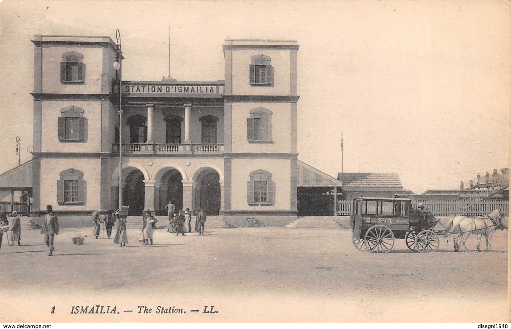 M08265 "ISMAILIA-THE STATION"ANIMATA-STAZIONE-OMNIBUS - CART. ORIG. DATATA 9 AGOSTO 1921 - Ismailia