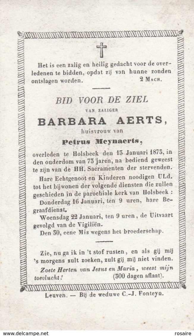 Barbara  Aerts-holsbeek 1873-scheef Gesneden - Santini