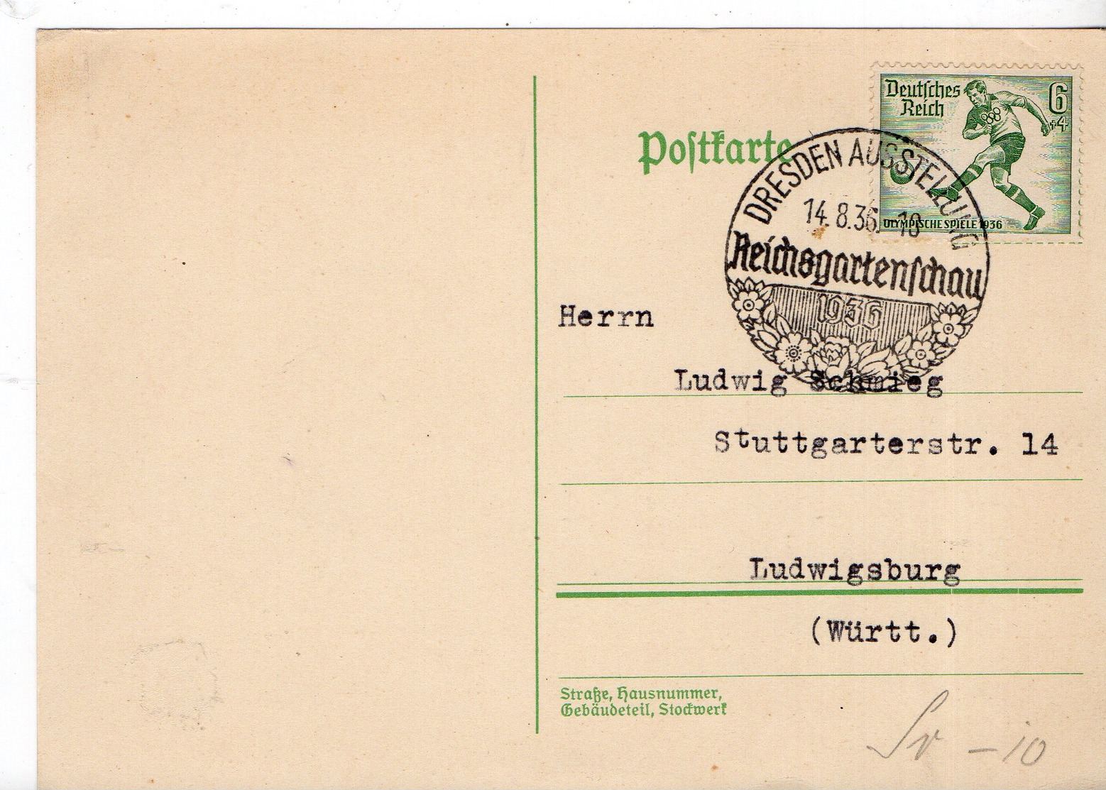 Dresden  ,Sonderstempel Reichsgartenschau,18.4.36 Auf Mi 611,Olympiade - Briefe U. Dokumente