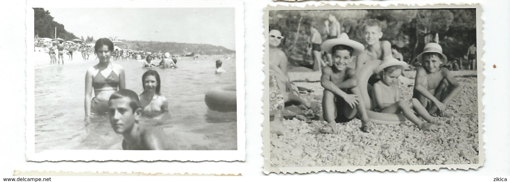 LOT - 9 Small Photos ( 9 Cm / 6.5 Cm ) Children ,MEN AND WOMEN IN SWIMSUITS ON THE BEACH 1955/70.costume Da Bagno - Persone Anonimi