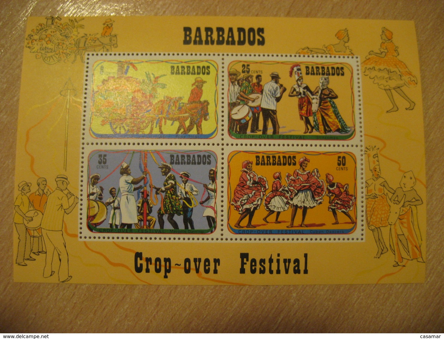 Yvert Bloc 7 * Hinged Crop-over Festival Stage Coach Music Dance BARBADOS - Barbades (1966-...)