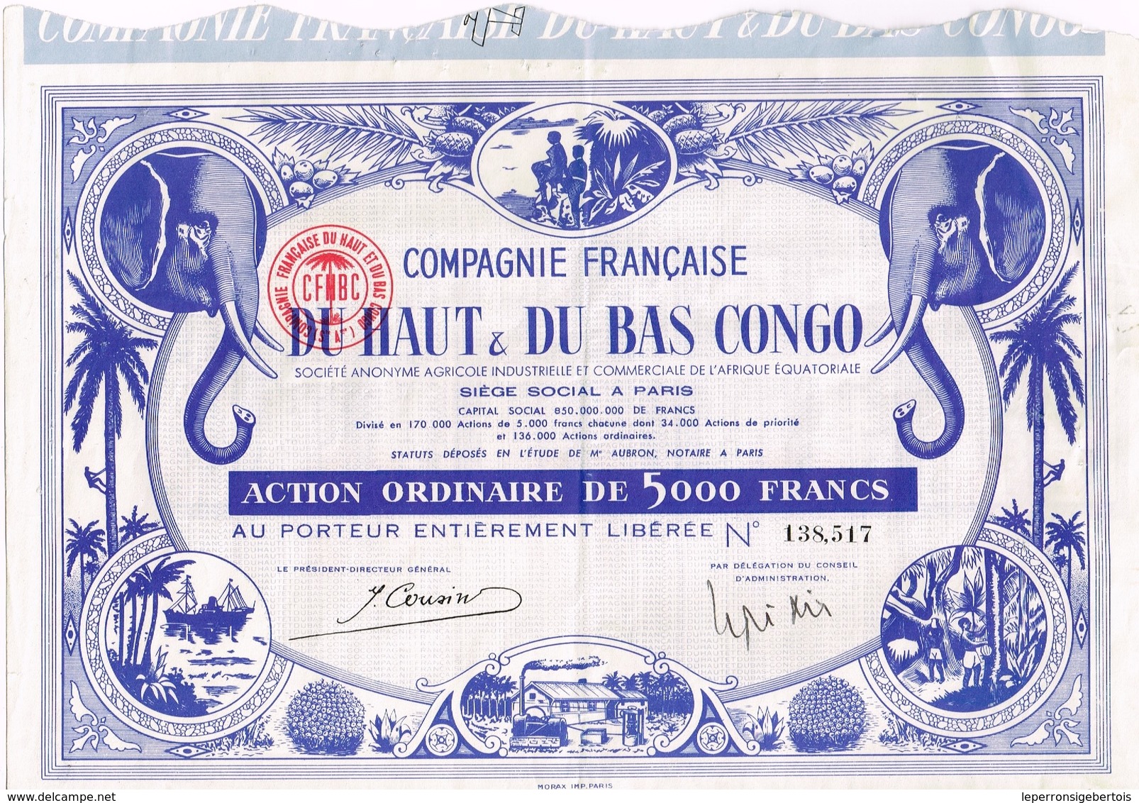 Titre Ancien - Compagnie Française Du Haut & Du Bas Congo - Titre Déco - Afrika