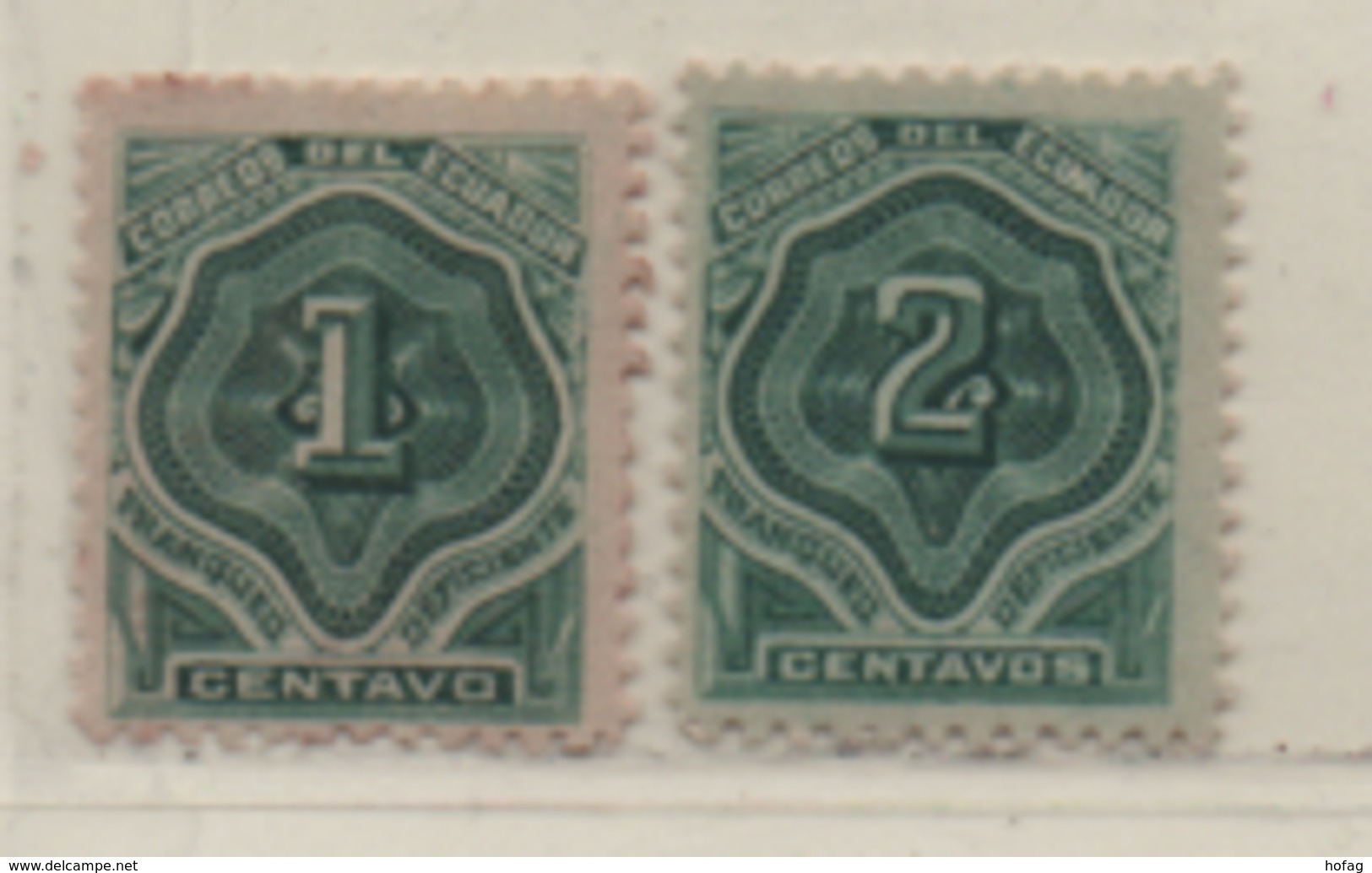 Ecuador 1896 Ziffern, MiNr. P1Y; P2Y Ungebraucht; Scott:  J1;  J2 Unused - Ecuador