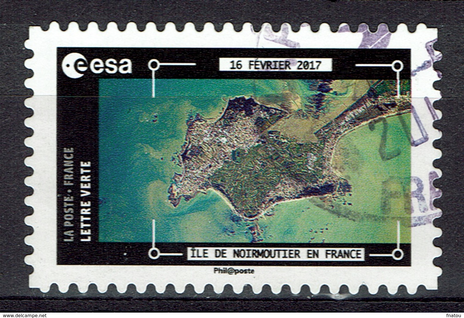 France, Earth View From The Space By Thomas Pesquet, Noirmoutier, Tidal Island 2018, VFU Self-adhesive - Gebraucht