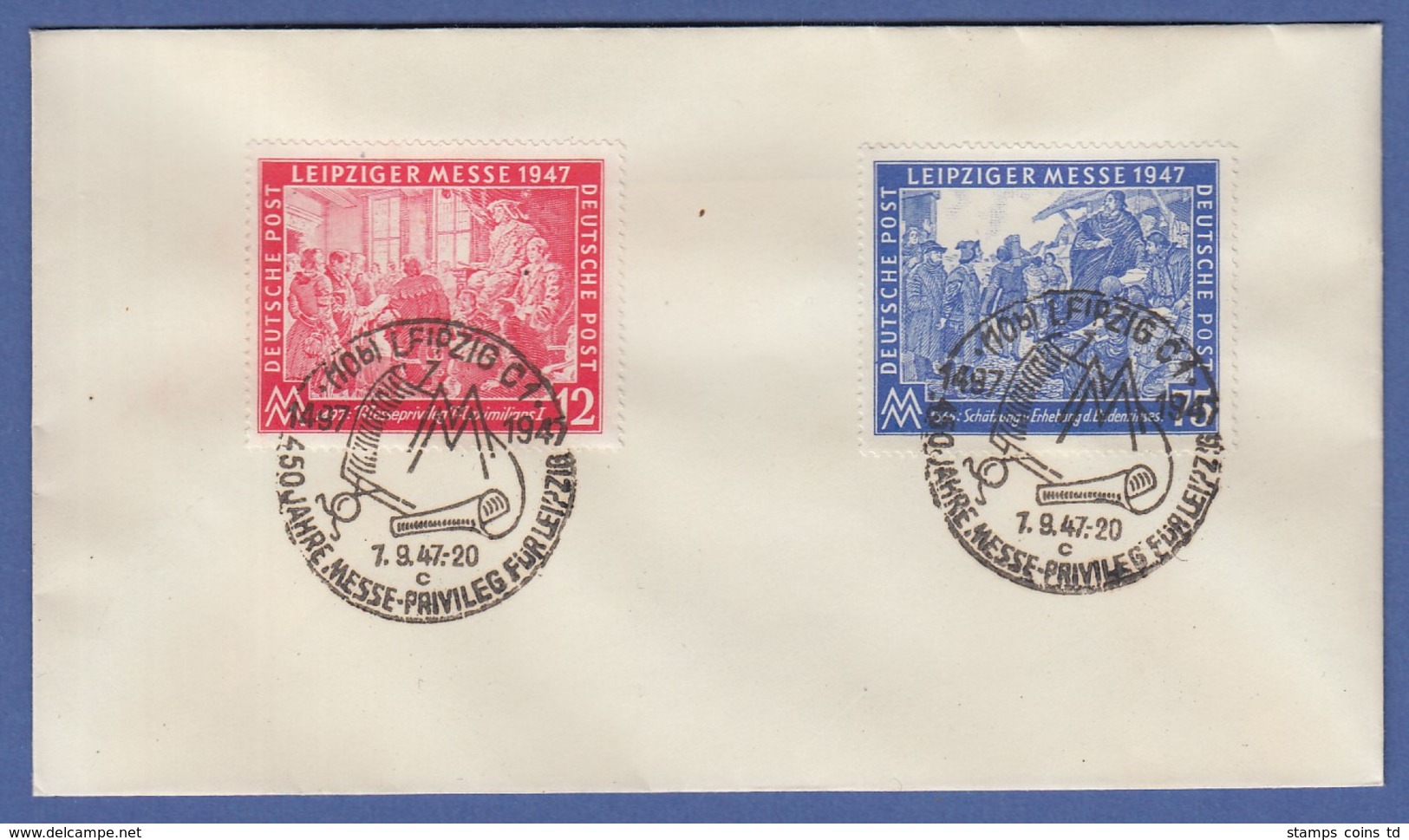 Leipziger Messe 1947 Mi.-Nr. 965-66 Auf Umschlag Mit Sonder-O LEIPZIG 7.9.47 - Sonstige & Ohne Zuordnung