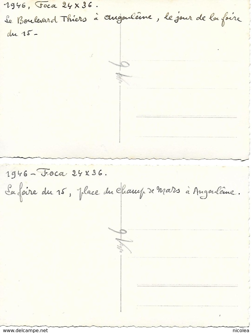 16 ANGOULEME - PHOTO ORIGINALE - 2 Cartes Photos Animées La Foire Du 15 En 1946 Boulevard Thiers Place Du Champ De Mars - Autres & Non Classés