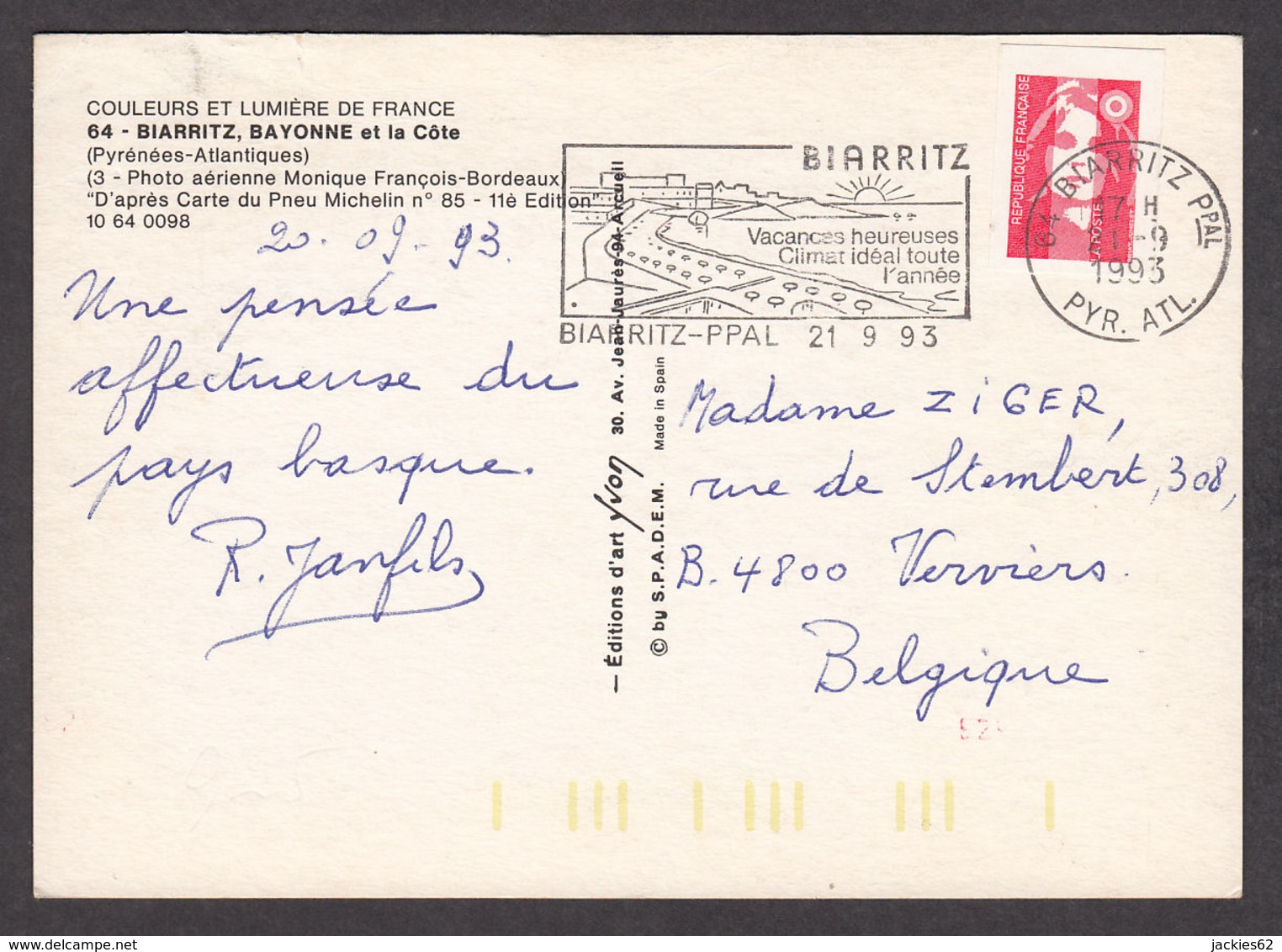 91359/ FRANCE, 64 Pyrénées-Atlantiques, Côte Basque, D'après Michelin N° 85 - Cartes Géographiques