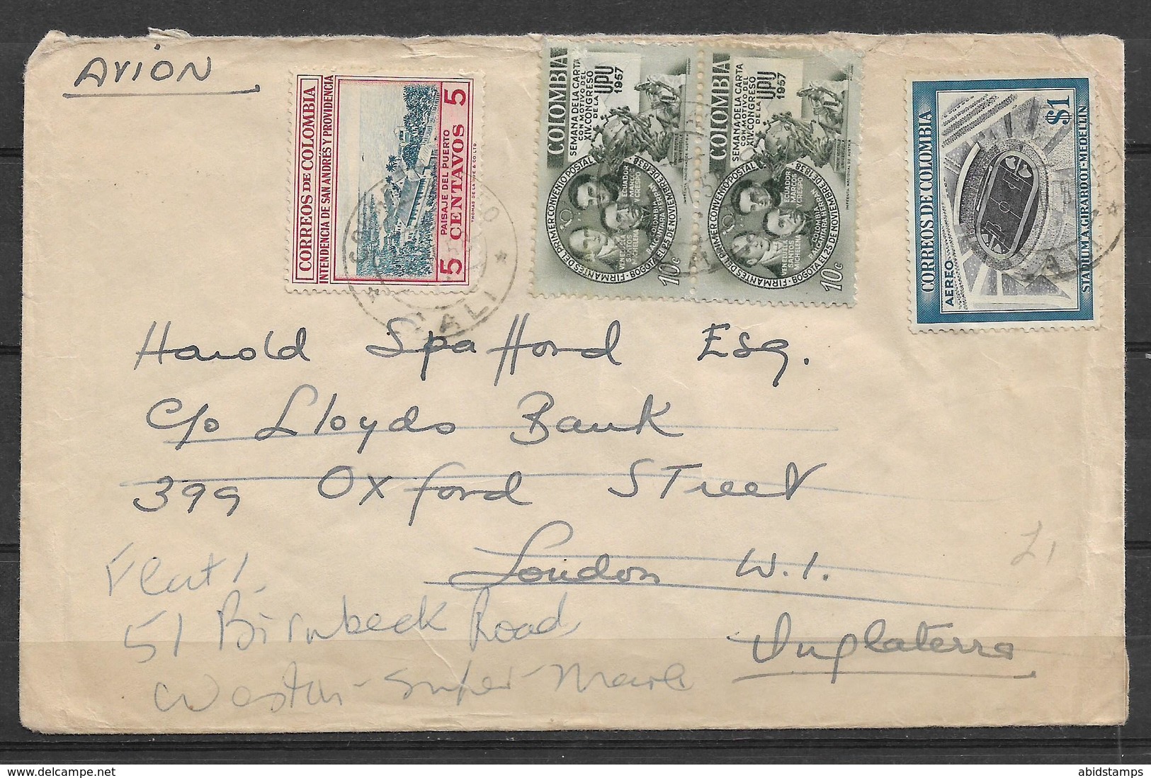 USED  AIR MAIL COVER COLOMBIA - Colombie