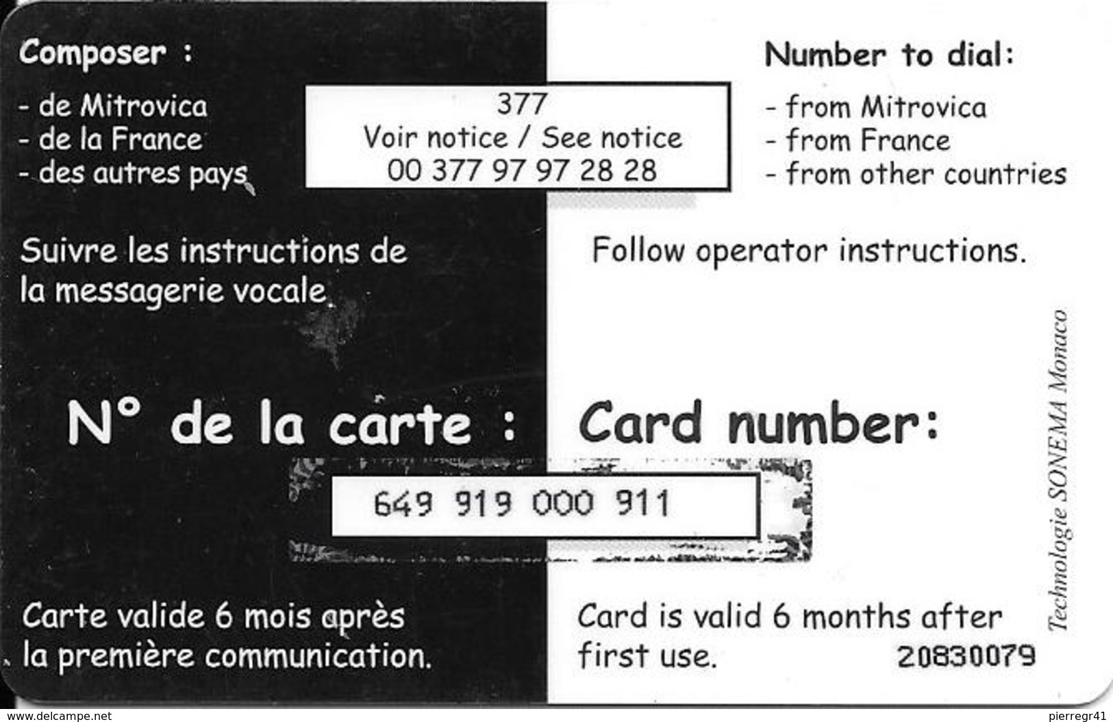 CARTE-PREPAYEE-MILITAIRE- ECOPHONING-DIVISION TRIDANT-BEIGE-PALE-20000Ex-TBE -  Kaarten Voor Militair Gebruik