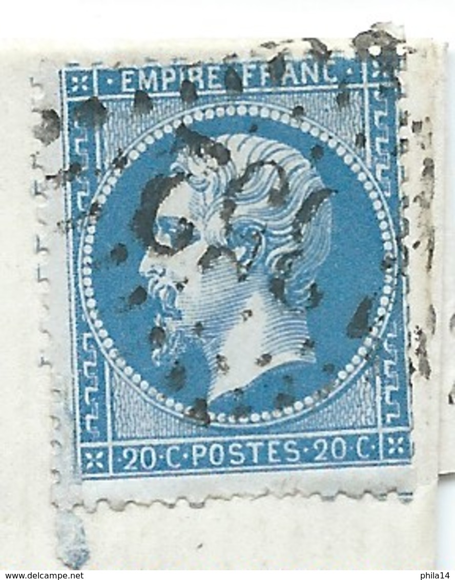 N° 22 BLEU NAPOLEON SUR LETTRE / DREUX POUR VERSAILLES / 22 AOUT 1866 - 1849-1876: Période Classique