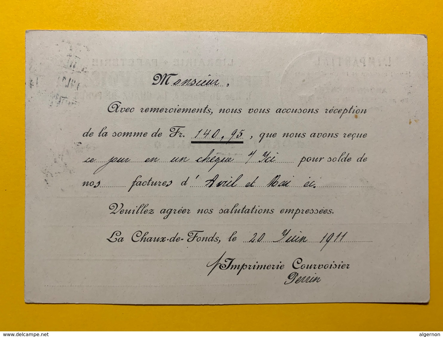 22136 - La Chaux De Fonds L'Impartial Imprimerie Courvoisier Pour Bienne 1911 - La Chaux-de-Fonds