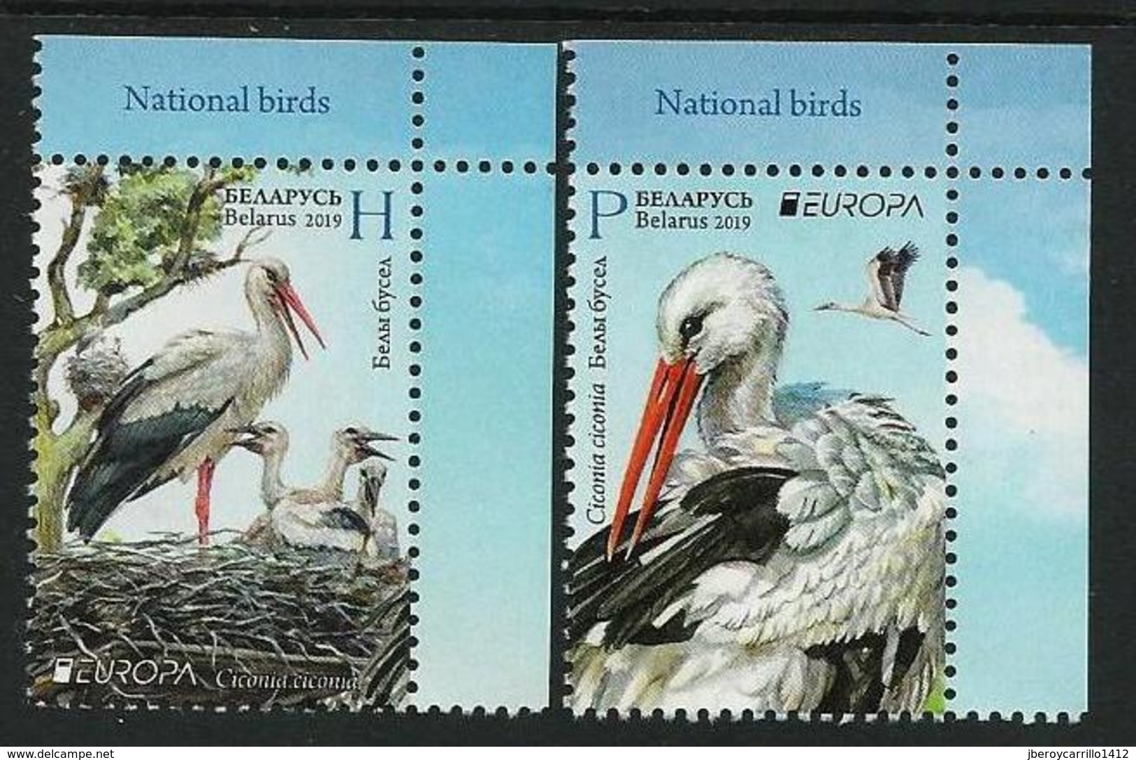 BIELORRUSIA /BELARÚS /WEISSRUSSLAND - EUROPA 2019 -NATIONAL BIRDS.-"AVES -BIRDS -VÖGEL-OISEAUX"- SERIE CH-DER - 2019