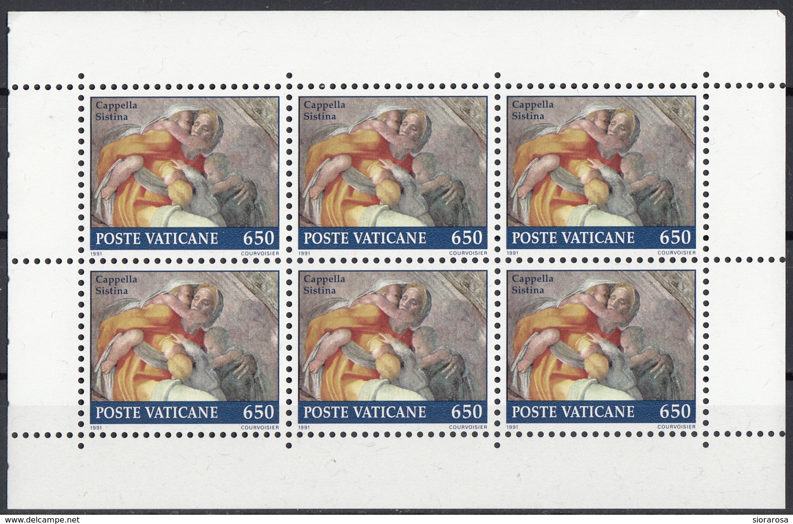 Vaticano 1991 Bf. 902 Lunette Cappella Sistina Asaf Ioram Affresco Dipinto Quadro Michelangelo MNH Sheet Di 6 + Brossura - Religione