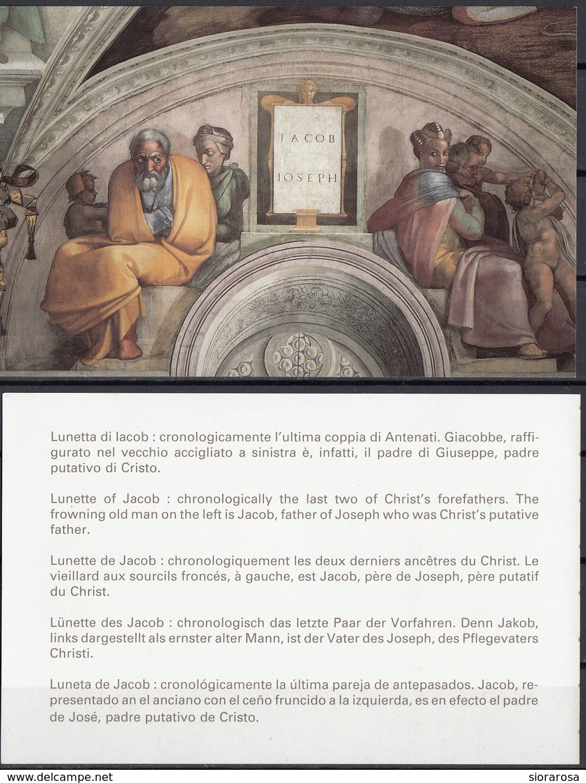 Vaticano 1991 Bf. 897 Lunette Cappella Sistina "Giuseppe" Affresco Dipinto Quadro Michelangelo MNH Sheet Di 6 + Brossura - Religione