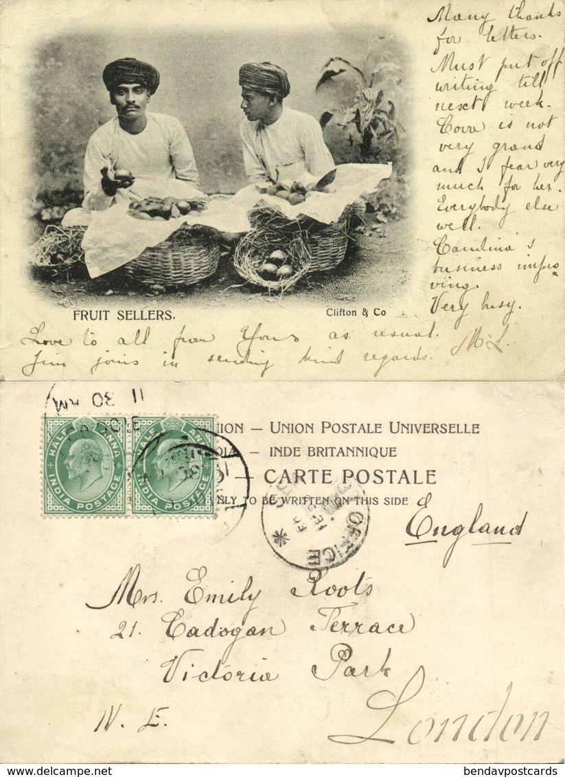 British India, Native Fruit Sellers (1903) Clifton & Co. Postcard - India