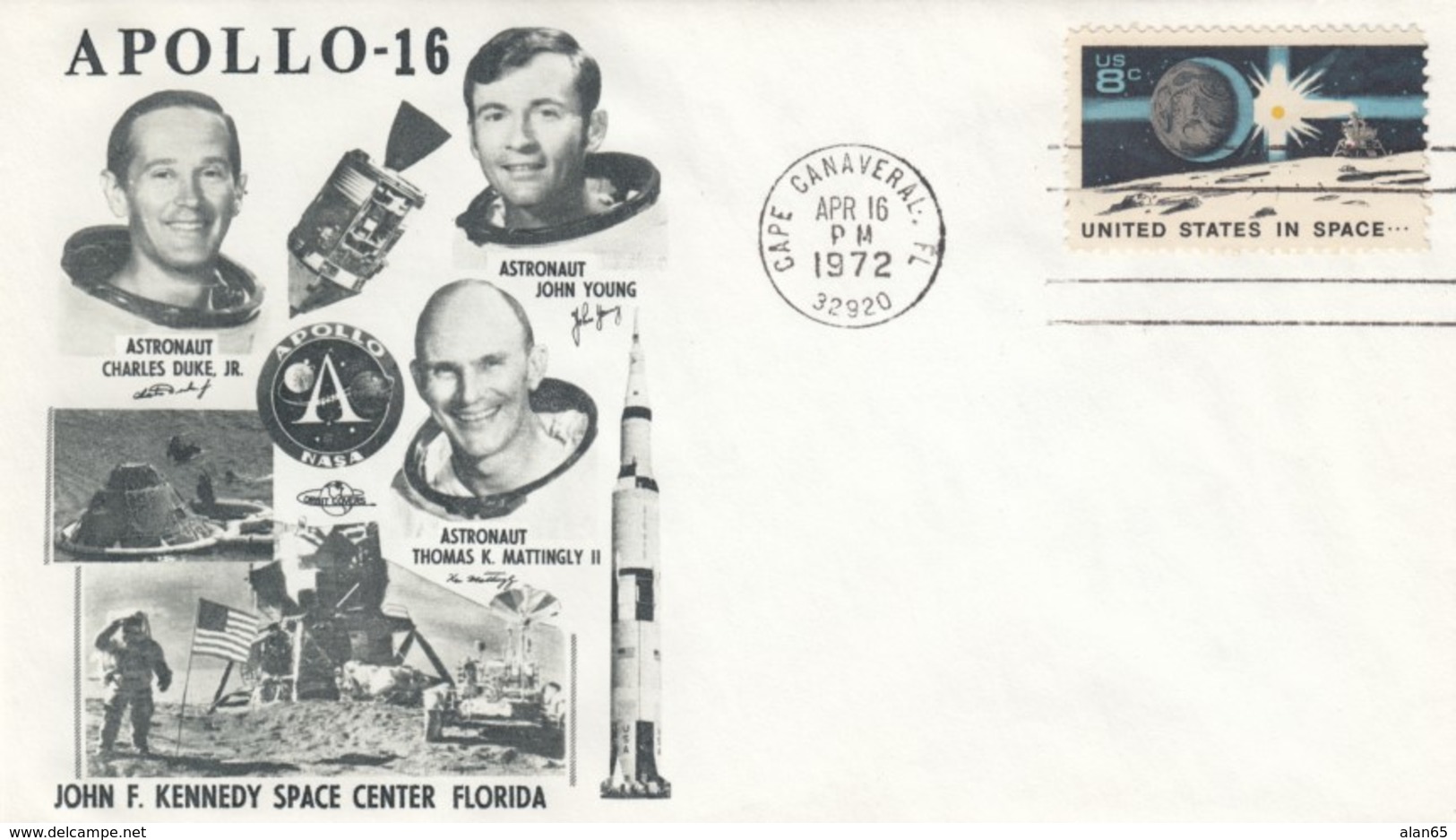 Apollo 16 Mission, Astronauts Young, Duke And Mattingly, Moon Rover Illustrated 1972 Cover - Etats-Unis