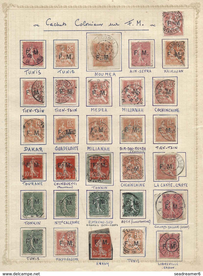 France Colonies Collection De 31 Timbres D'oblitérations Coloniales Sur Franchise Militaire FM RR - Colecciones