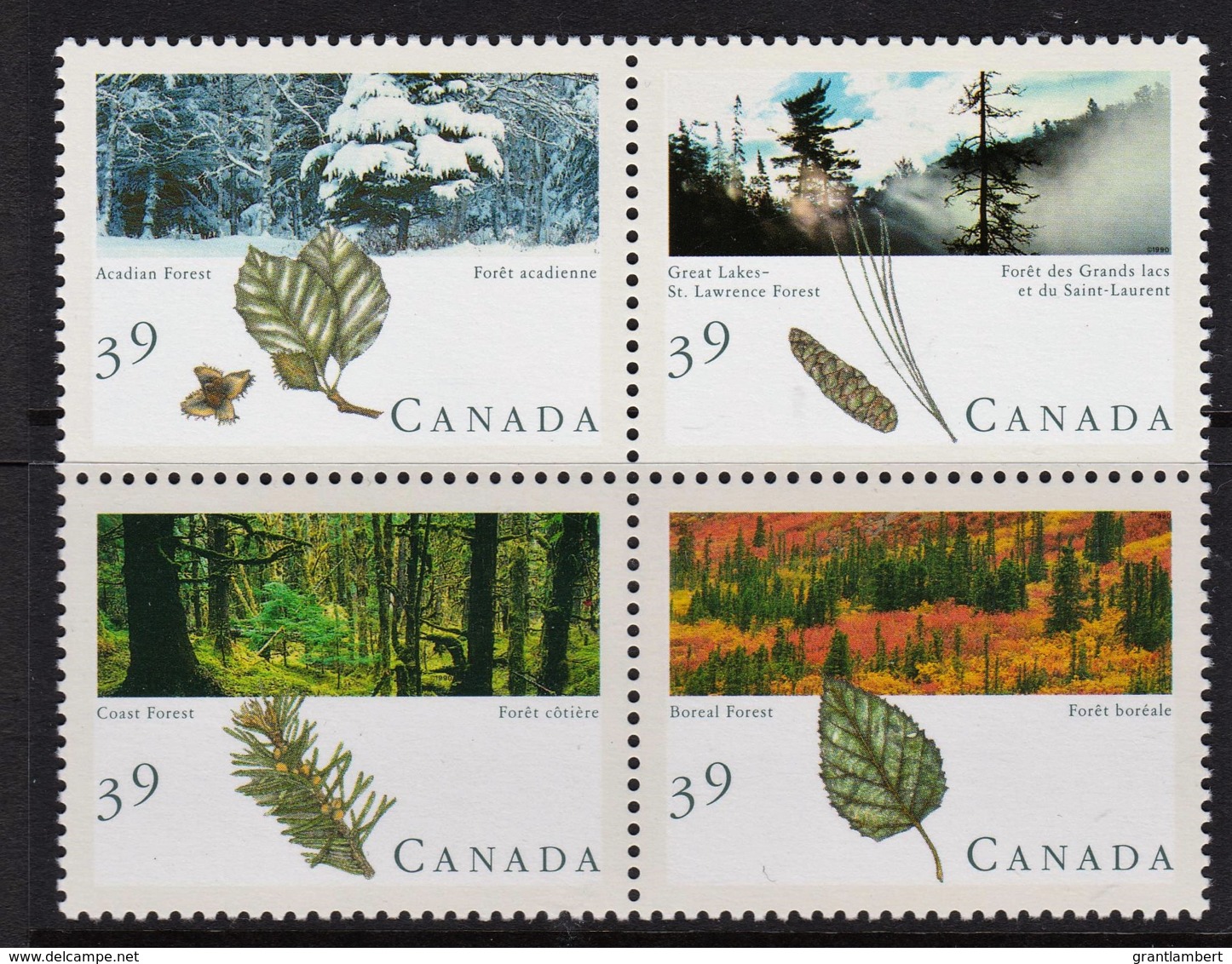 Canada 1990 Forests Set As Block Of 4 MNH - Unused Stamps