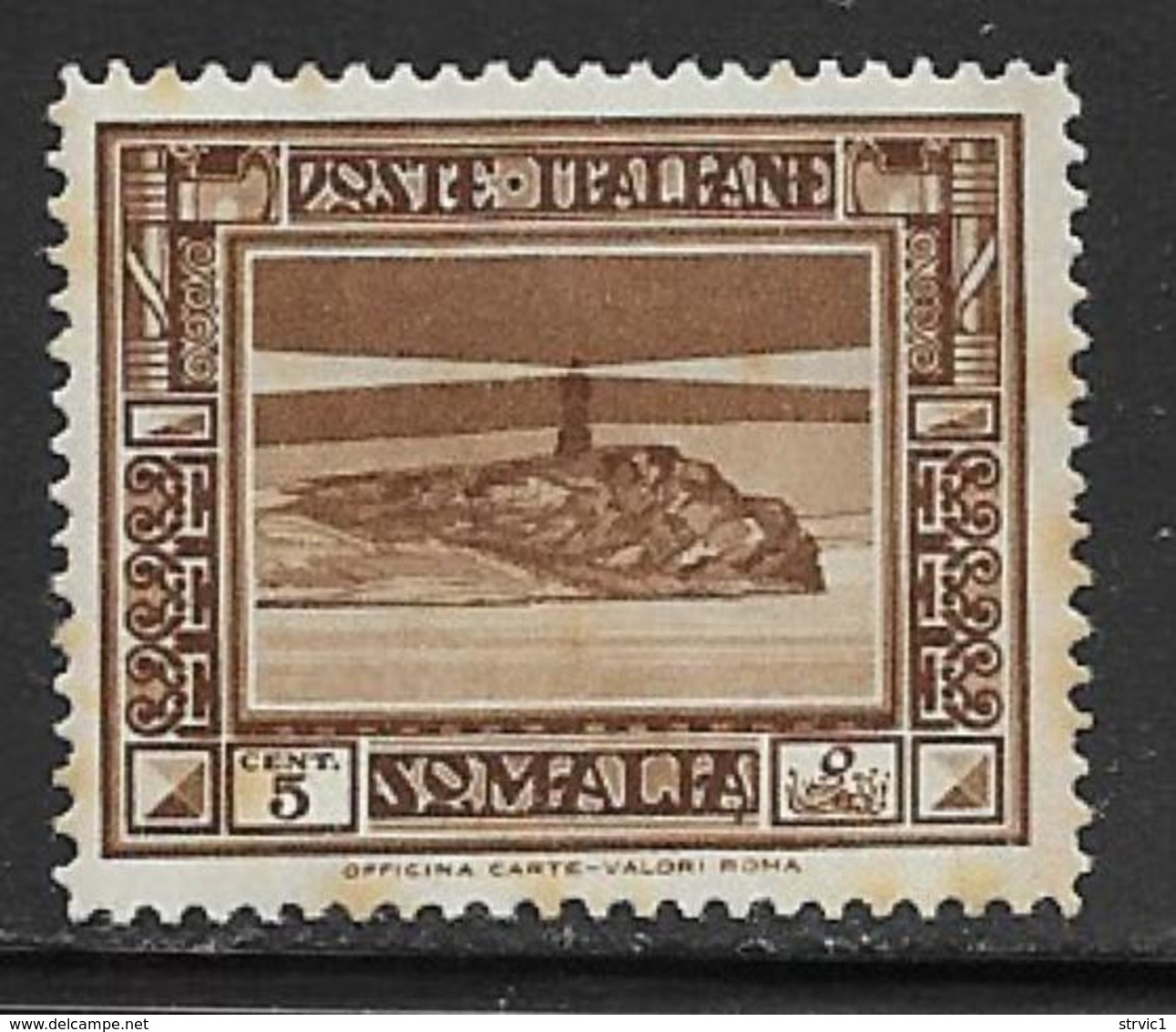 Somalia Scott # 138a Perf 14 Mint Hinged Lighthouse, 1934, Some Tropical Staining - Somalia