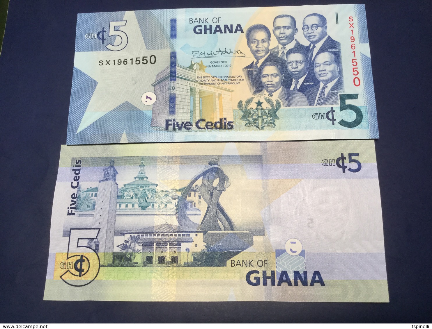 GHANA  5 Cedis New Date  2019  Amended Design Pnew  “Just Issued”    UNC - Ghana