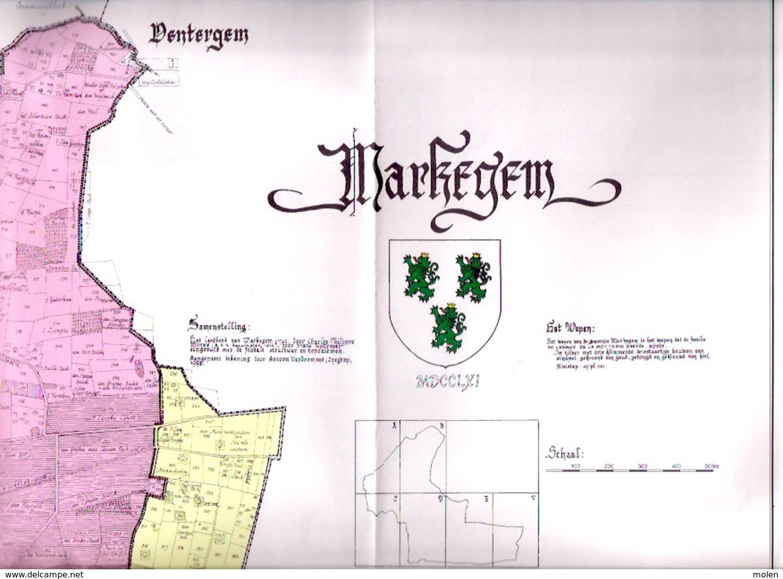 Geschiedenis MARKEGEM HET VERMAAKELYK DORP met grote kaart 555pp ©1996 ERFGOED DENTERGEM heemkunde ANTIQUARIAAT Z440