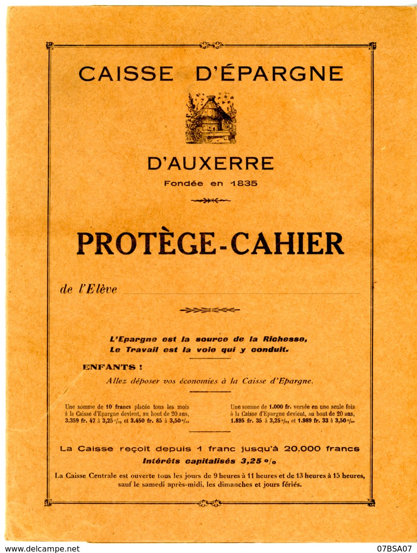 YONNE PROTEGE CAHIER CAISSE D'EPARGNE D'AUXERRE ILLUSTRE RUCHE ET ABEILLES - Animaux