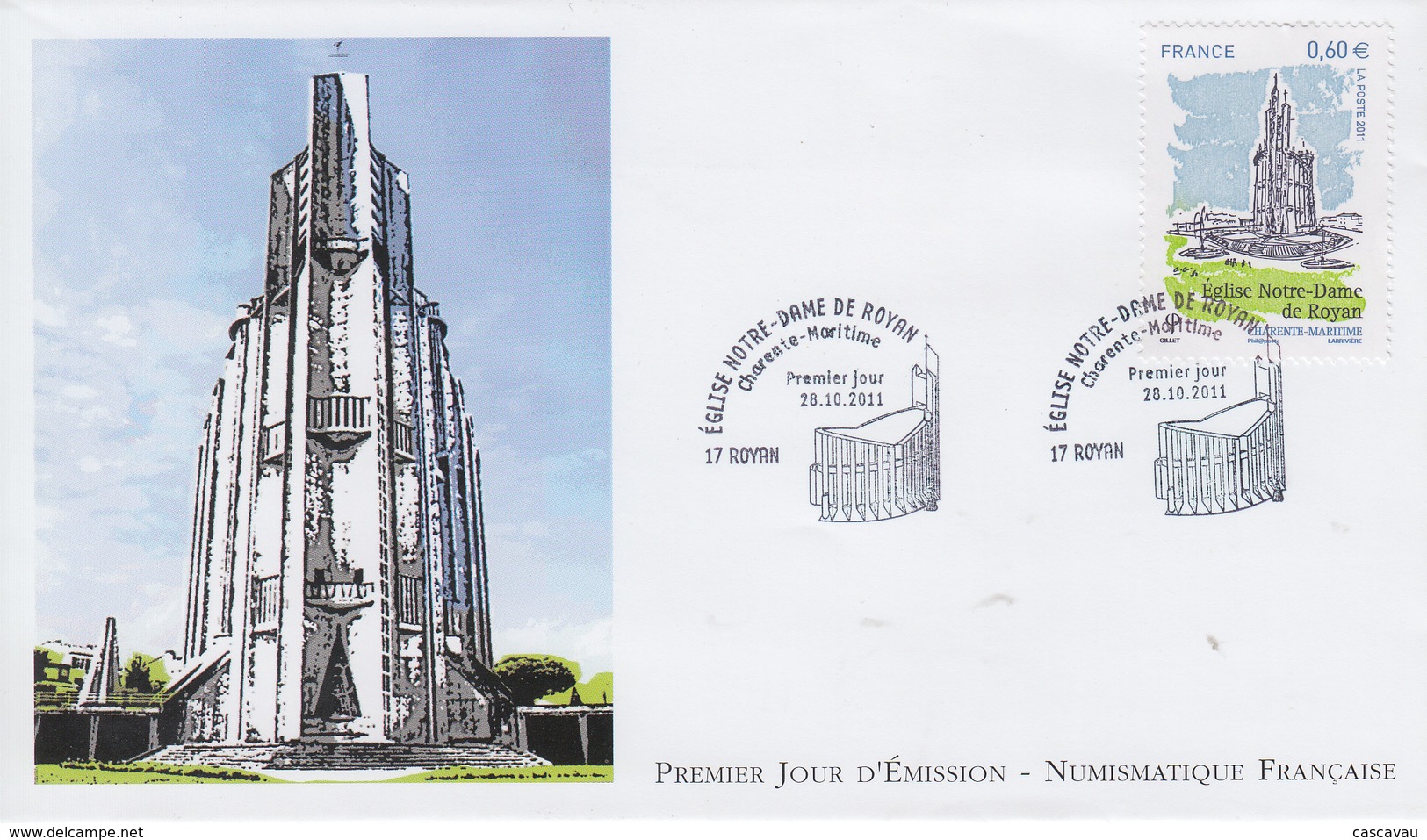 Enveloppe   FDC  1er   Jour   FRANCE   Eglise  NOTRE - DAME   ROYAN   2011 - Chiese E Cattedrali