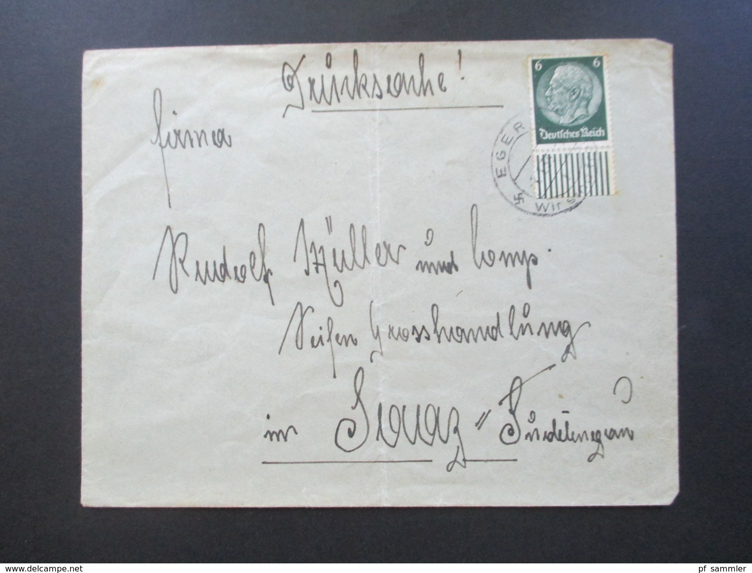 3.Reich 1939 Sudetenland Hintenburg Unterrand Mit Stempel Eger Wir Sind Frei Mit Hakenkreuz - Sudetes