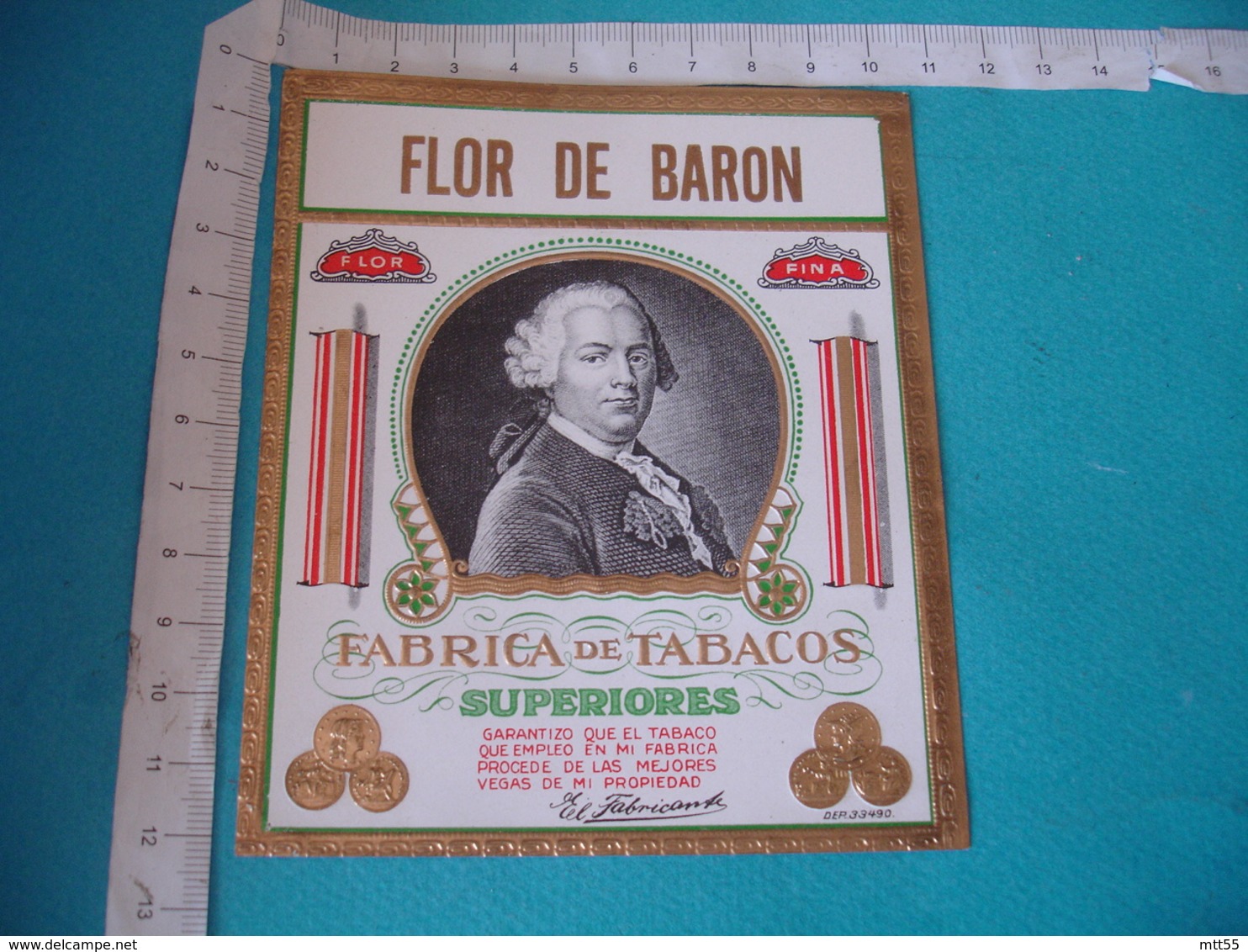 Flor De Baron Medaille Etiquette Boite Cigare Cigares Gaufree - Etiquettes