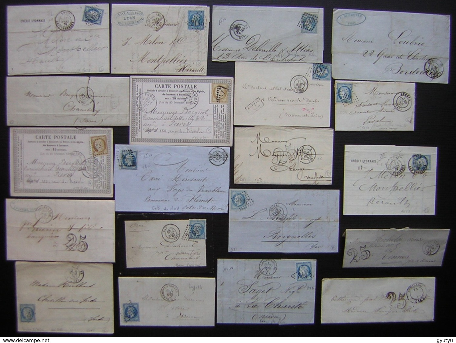 Lot De 20 Lettres Et Cartes Précurseur Affranchies Avec Des Classiques Napoléon Cérès Ou Sans Timbre, Taxées - 1849-1876: Classic Period