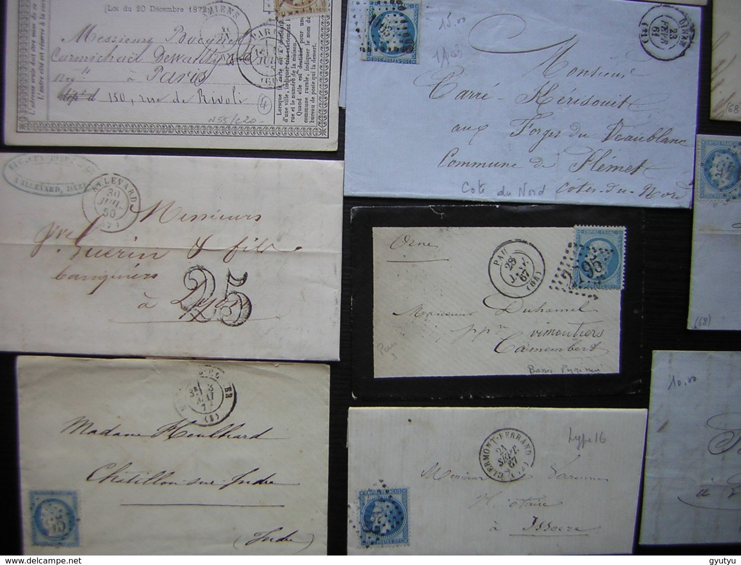 Lot De 20 Lettres Et Cartes Précurseur Affranchies Avec Des Classiques Napoléon Cérès Ou Sans Timbre, Taxées - 1849-1876: Classic Period