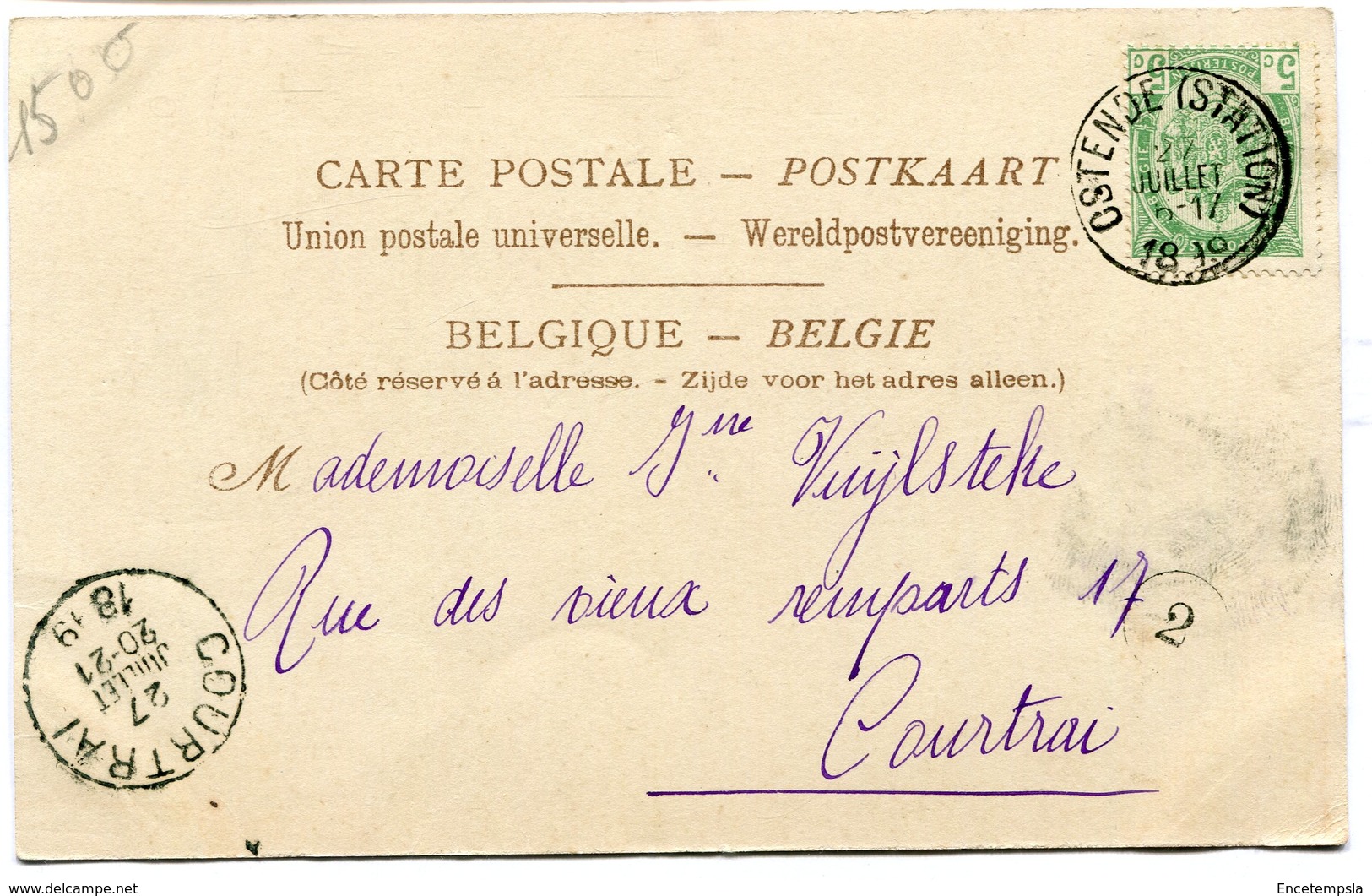 CPA - Carte Postale - Belgique - Ostende - La Digue Centrale - 1899 (B9129) - Oostende