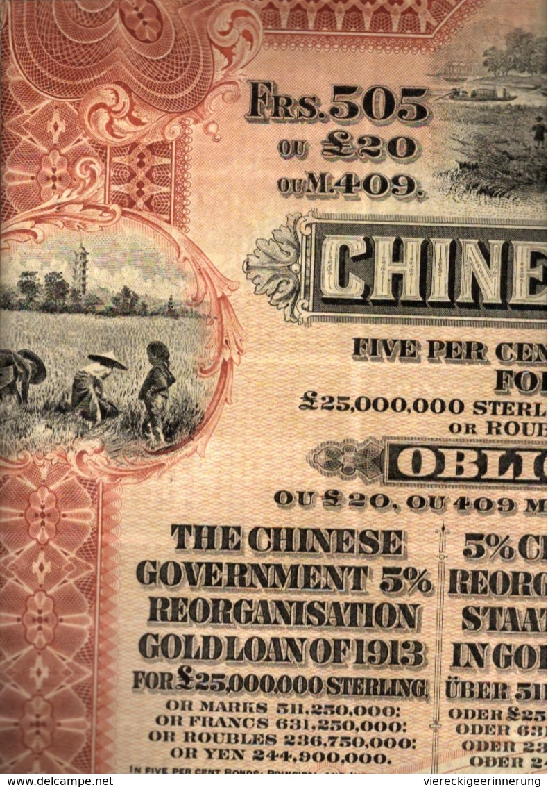 ! OBLIGATION CHINE CHINA Chinese Government 505 Francs, 1913, 5 % Gold Loan, Emprunt - Asien