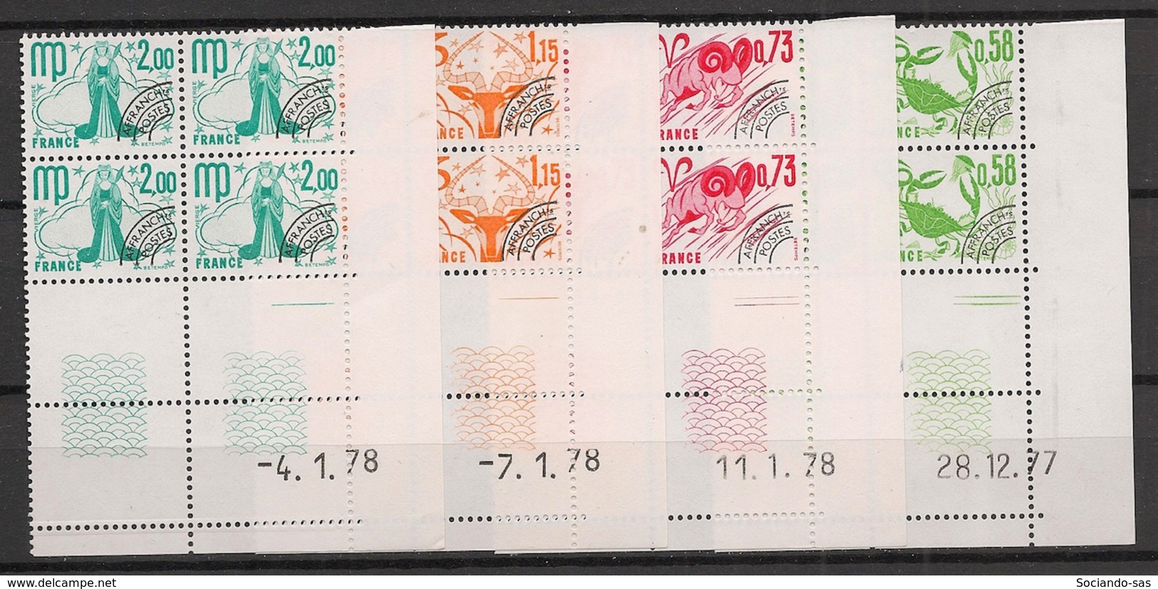France - 1978 - Préo N°Yv. 150 à 153 - Série Complète En Blocs De 4 Coin Daté - Neuf Luxe ** / MNH / Postfrisch - Vorausentwertungen