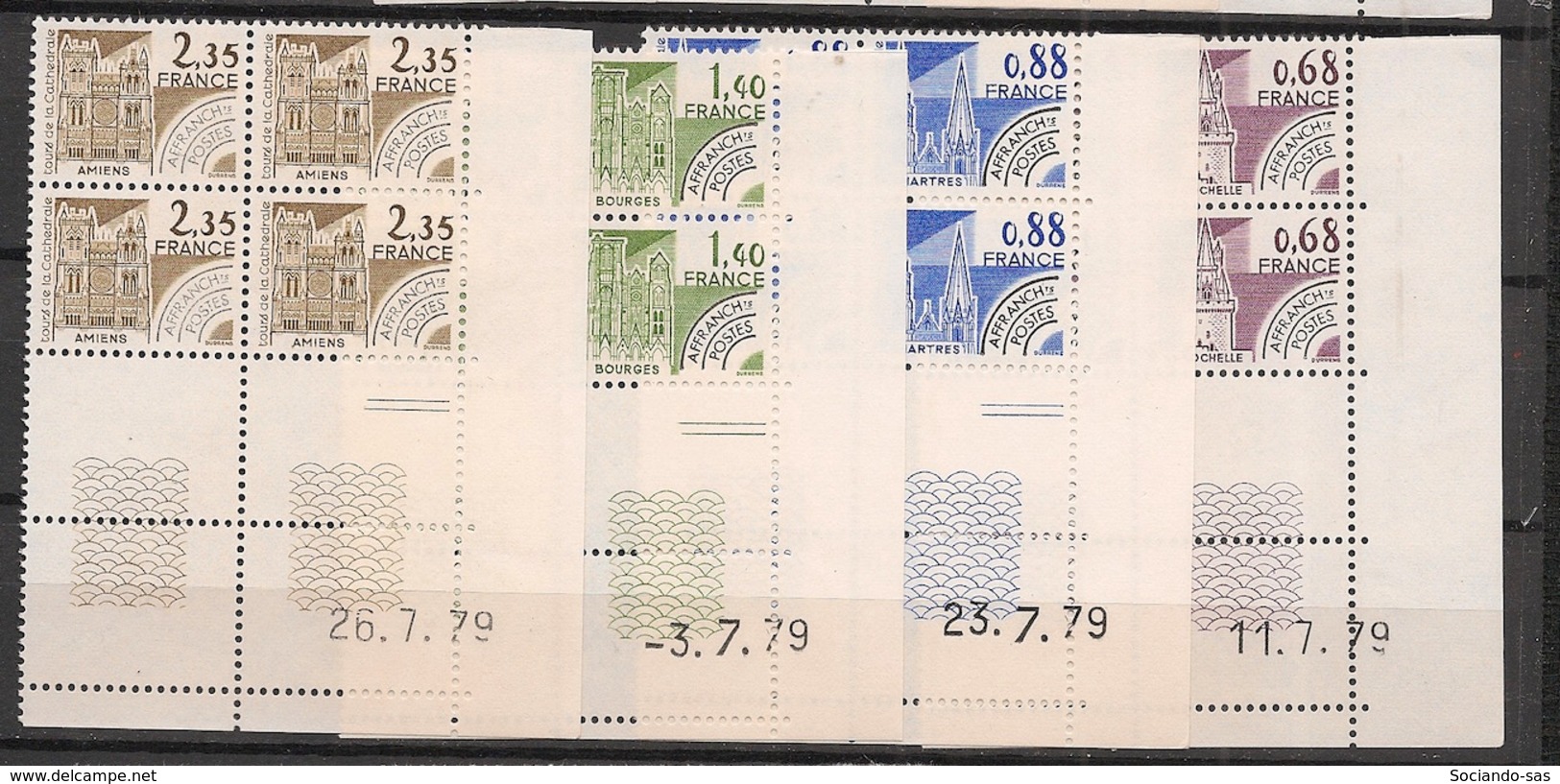 France - 1979 - Préo N°Yv. 162 à 165 - Série Complète En Blocs De 4 Coin Daté - Neuf Luxe ** / MNH / Postfrisch - Préoblitérés