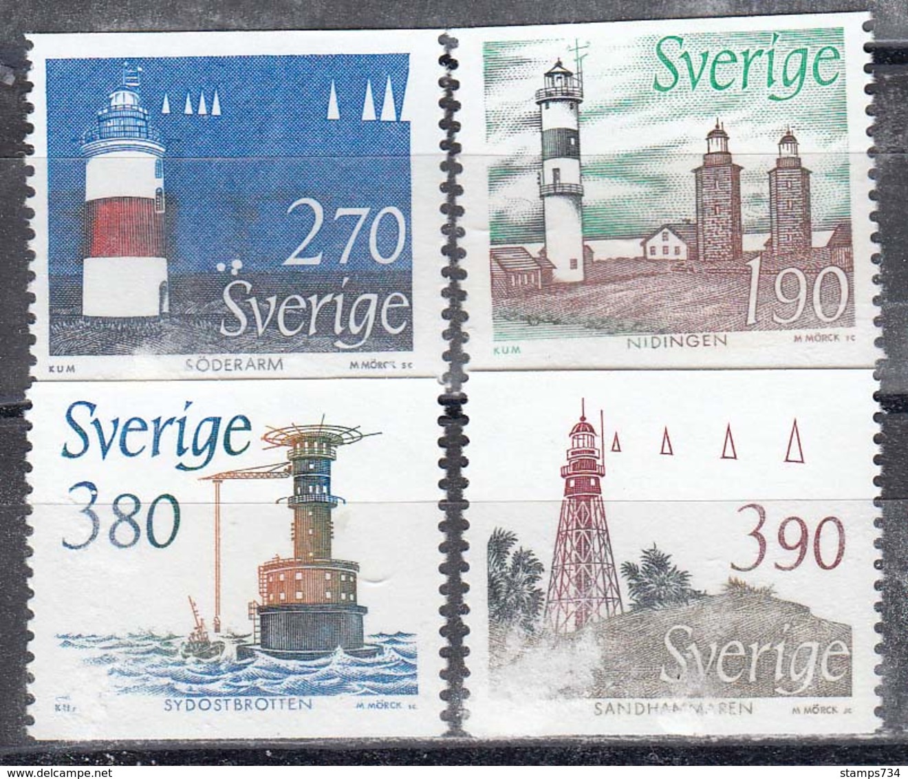 Schweden 1989 - Leuchttuerme, Mi-Nr. 1526/29, MNH** - Unused Stamps