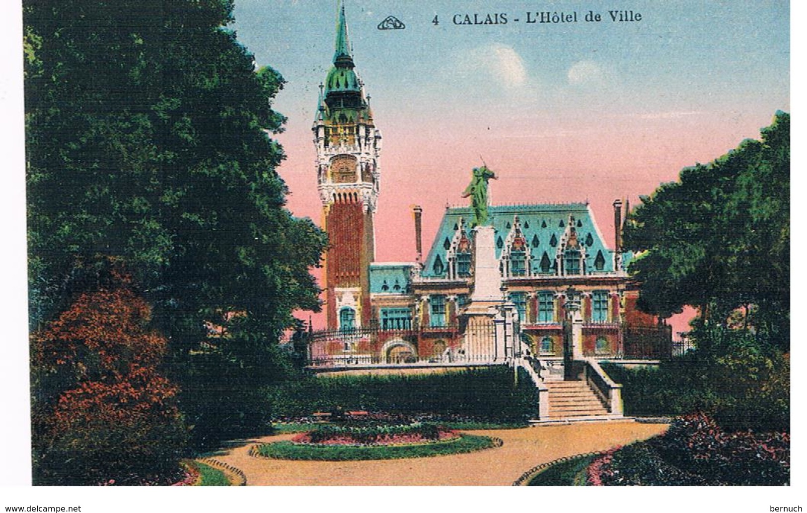 CPA CALAIS Hotel De Ville Coloree - Bertincourt