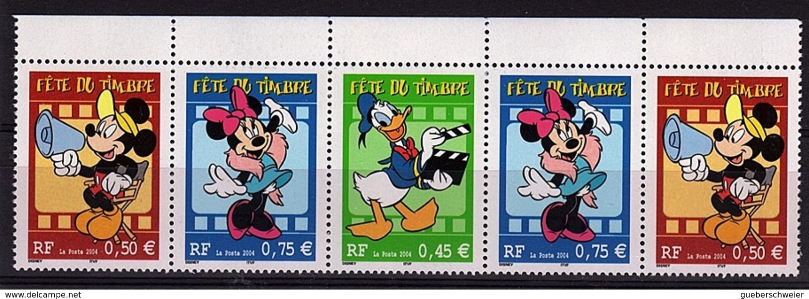 FR 1051 - FRANCE N° 3641/43 Neufs** Fête Du Timbre Mickey Bande De 5 Val. Se Tenant à La Faciale - Neufs